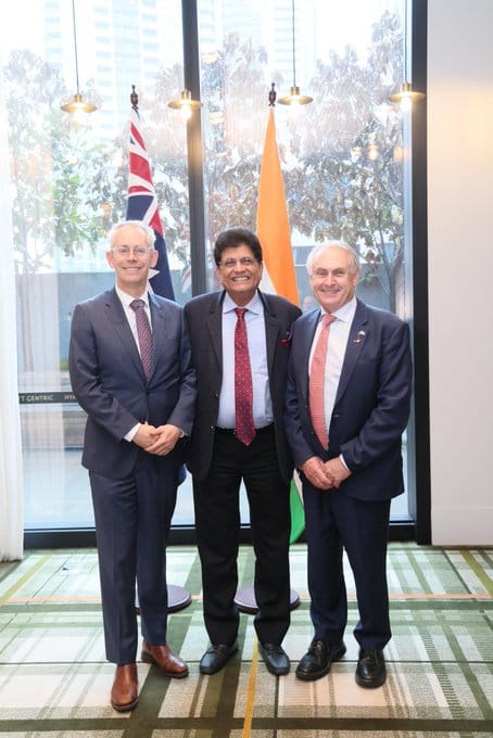 Piyush goyal holds key trade talks in australia